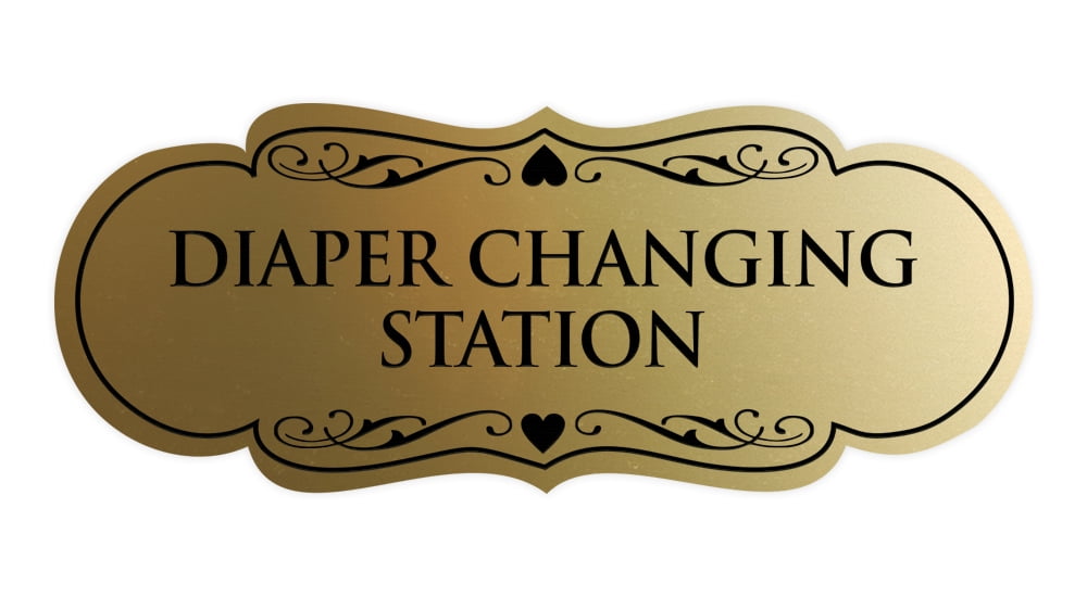 Designer Diaper Changing Station Sign(Brushed Gold) Large
