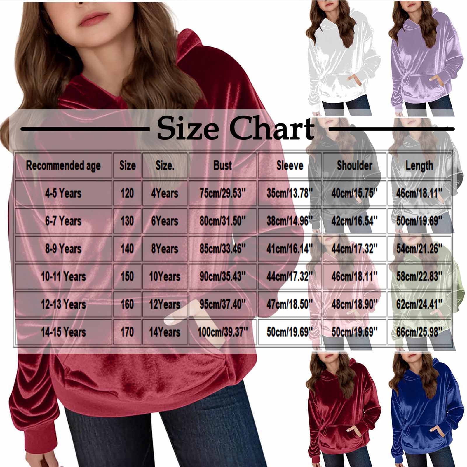 DxhmoneyHX Girls Velvet Hoodie Size 4-15 Years Velour Long Sleeve Sweatshirt Soft Oversized Pullover with Kangaroo Pocket for Fall Winter