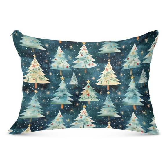 Christmas Tree Plush Pillow Cases Standard Size Ultra Soft Warm Pillowcases with Zipper 20"x26"