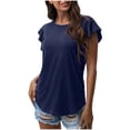 thumbnail image 1 of Birdeem Blouse Décontractée pour Femmes, Col Rond, Manches Courtes Bouffantes, Couleur Unie, Coupe Ample, 1 of 6