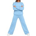 thumbnail image 5 of Women's 2 Piece Casual Outfits Solid Fall Winter Long Sleeve Sweatshirt Tops And Long Pants Set Suits, 5 of 7