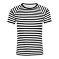 thumbnail image 3 of WOYY Toddler Boys Knit Striped Short Sleeve T Shirt Casual Crew Neck T-Shirt, Sizes 1-2, 3 of 3