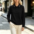 thumbnail image 5 of Women's Polo Shirts Long Sleeve Golf Shirt Lightweight Tennis Shirts office Loose Tunic Blouses Work Shirts Spring Fall Shirt Black, 5 of 7