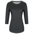 thumbnail image 5 of Summer Akafmk 3/4 Sleeve Shirts for Women,Summer Womens Striped T Shirts,Fashion Casual 1/2 Sleeve Print Ladies Round Neck Blouse, 5 of 5