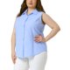 thumbnail image 4 of Camisas sin mangas de verano para mujeres de tallas grandes Agnes Orinda, blusas de botón, 1X azul claro, 4 of 6