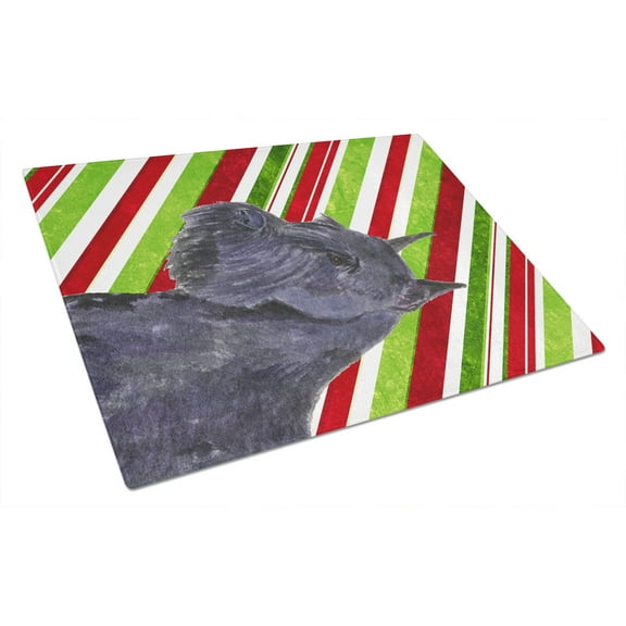 Caroline's Treasures Schnauzer Candy Cane Holiday Christmas Glass Cutting Board Large