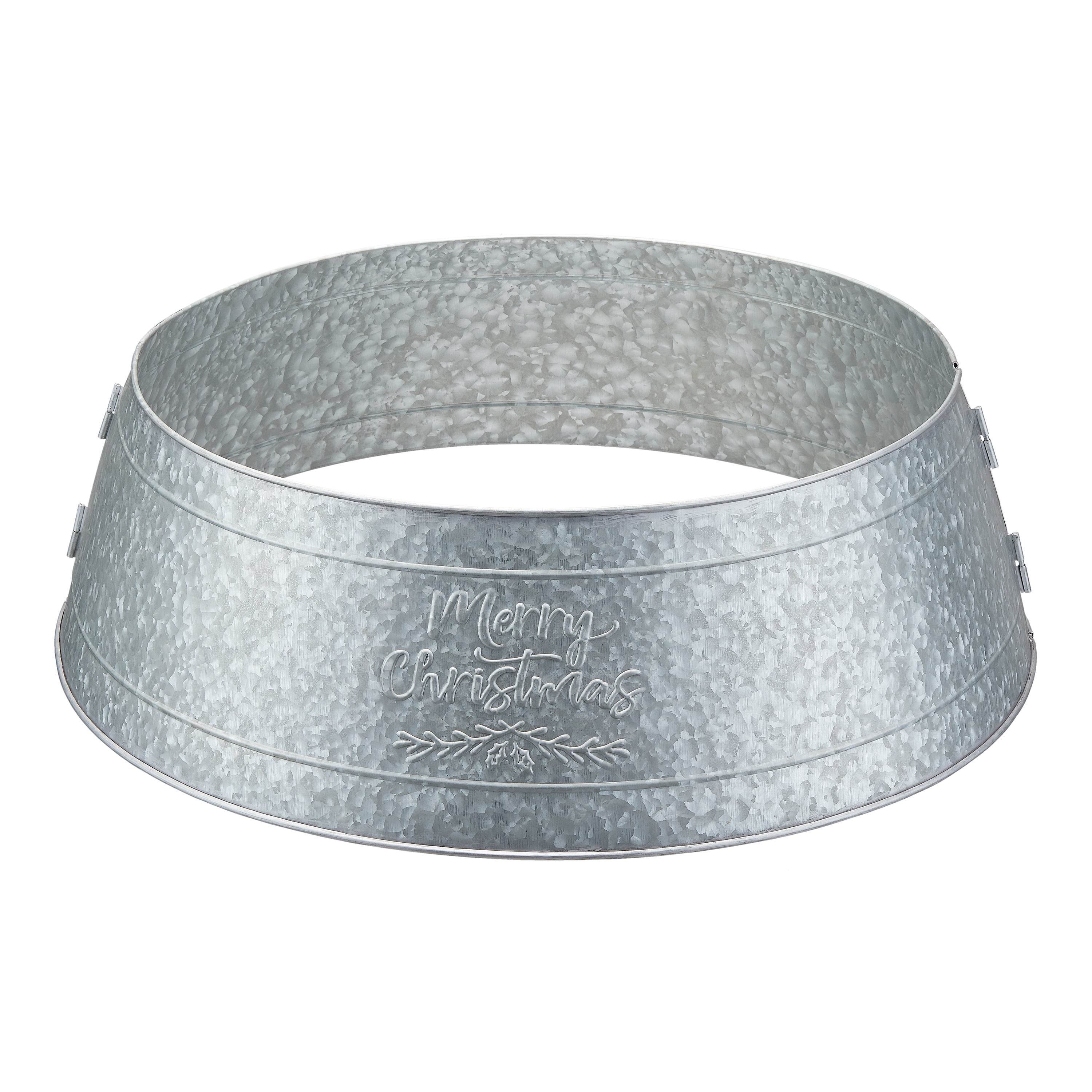 Holiday Time Merry Christmas Galvanized Metal Christmas Tree Collar, 27