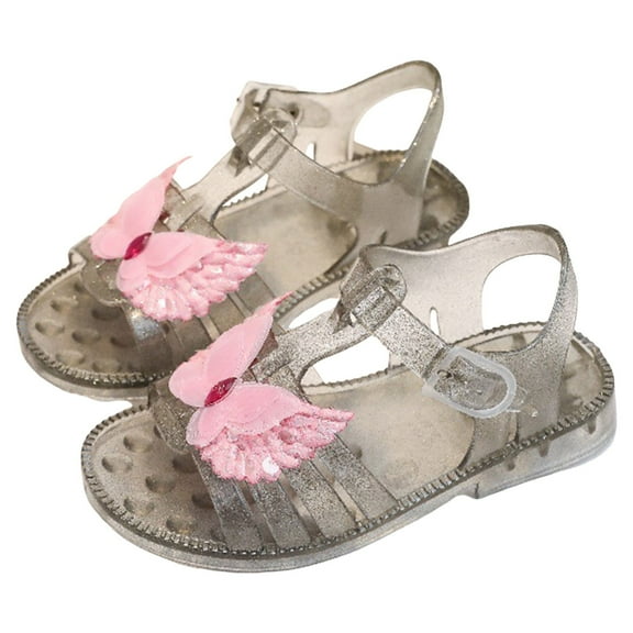 Caqnni Sandals Shoes for Toddler Girls Summer Beach Retro Jellies Sandals Slingback Little Kids Glitter Soft Closed Toe Princess Dress Flat Beach Summer Rain Shoes Girls Gift