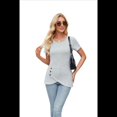 thumbnail image 3 of Blusas Lisas de Cuello Redondo y Corta para Mujer, 2025, Nuevas Blusas Holgadas y Bonitas de Verano, Color Gris, Talla S, 3 of 10