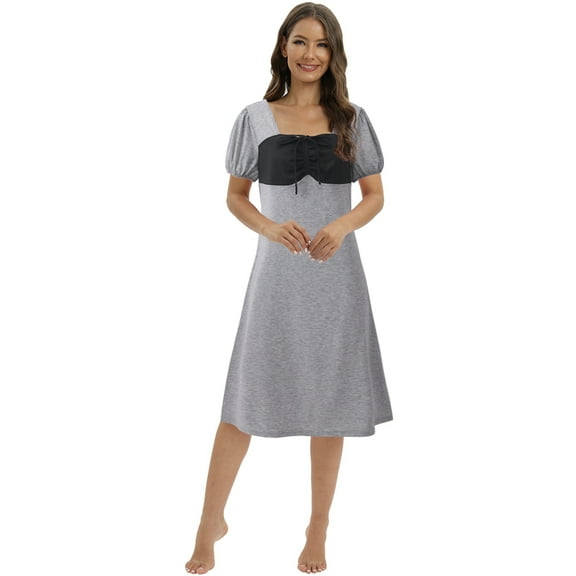 Spring and Summer Pajamas for Women Soft Comfy - Womens Nightgowns Short Sleeve Nightshirts Casual Sleepwear Soft Sleep Dress S-XXL
