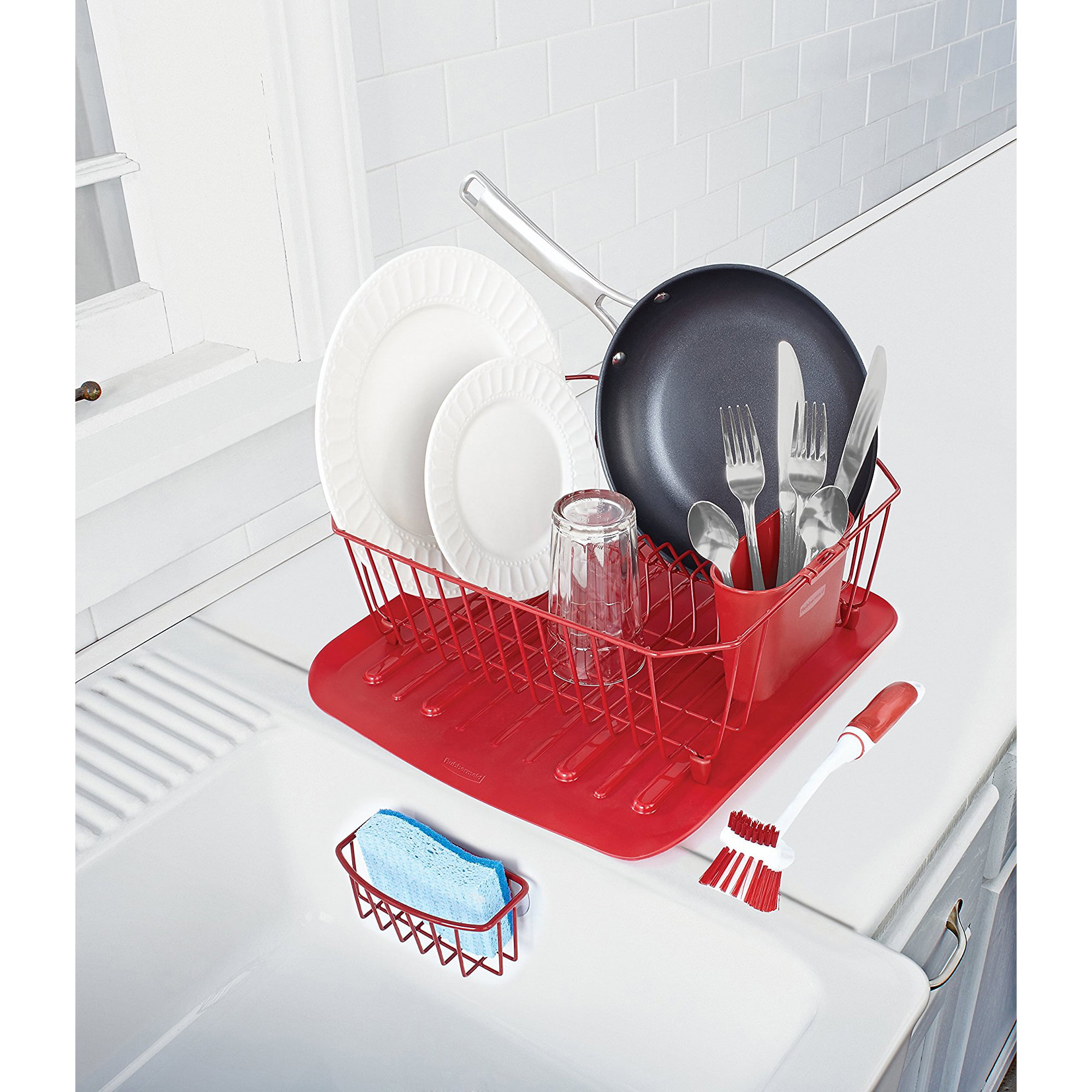 Rubbermaid® Antimicrobial Dish Drying Rack with Drainboard, Raven
