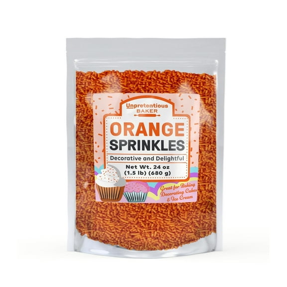 Unpretentious Orange Jimmies Sprinkles 1.5 lb, Clear Resealable Bag, Decorative & Fun Color
