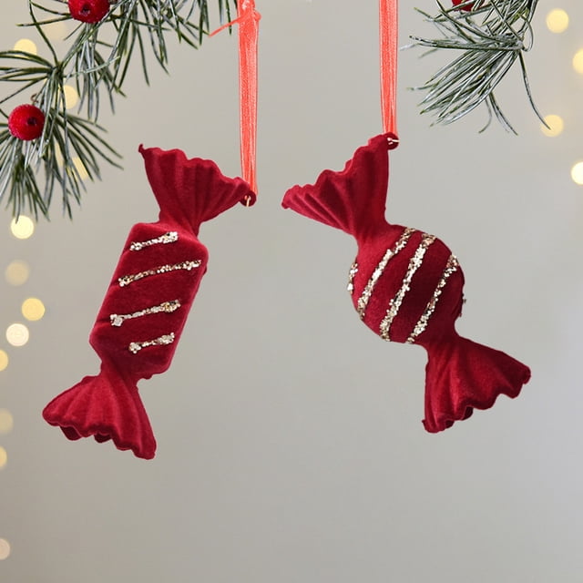 Adorno Navideño Rojo Vino, Reno de Terciopelo, Colgante de Caramelo para Árbol de Navidad, Sala de Estar, Escalera.
