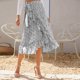thumbnail image 3 of Faldas Midi De Verano Faldas midi divididas irregulares para mujer Falda bohemia con estampado floral de gasa (Blanco XL) Cgtredaw para Mujer Blanco T XL, 3 of 5