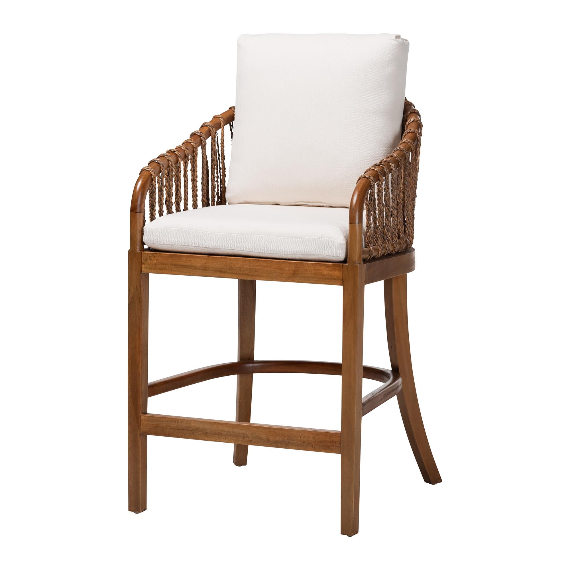 bali & pari Varen Boho Counter Stool, 26" H Counter Height, Walnut Brown