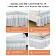 thumbnail image 6 of Aqua Grey Wrap Around Bed Skirts for King Bed 18" Drop,Bed Skirt with Adjustable Elastic Belt Dust Ruffle Bed Valance for Bedroom Hotel Chic Garden Floral Stripe Embroidery Design Bed Frame Cover, 6 of 7