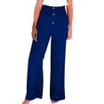thumbnail image 3 of Plus Size Casual Pants for Womens Cotton and Linen Solid Color Pants Comfortable Elastic High Waist Wide Leg Casual Loose Beach Pants, 3 of 7