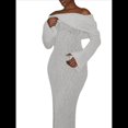 thumbnail image 3 of Vestido Ajustado Tipo Suéter con Hombros Descubiertos para Mujer, Elegante, de Larga, para Fiesta en Club, Midi y Formal. L, 3 of 10