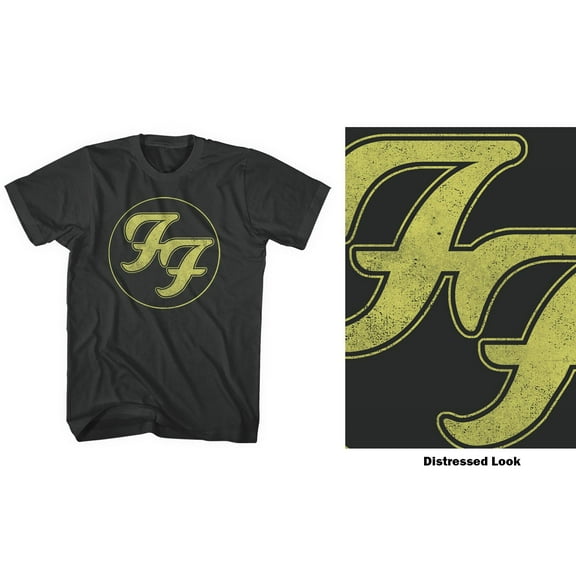 Men's Foo Fighters Distressed FF Logo Slim Fit T-shirt Small Black