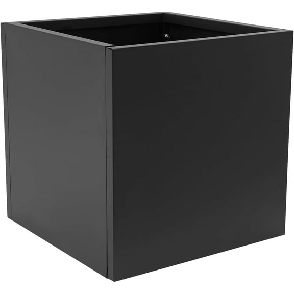 20” Metal Square Planter Box, Heavy Duty Steel Planter for Outdoor Plants with Drainage Hole, for Porch, Garden, Patio, Yard (Black 20in)