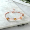 thumbnail image 3 of Gem Stone King 18K Rose Gold Plated Silver Yellow Sapphire and White Created Sapphire Bracelet for Women (4.06 Cttw, Gemstone September Birthstone, Oval 6X4MM, 7 inch + 1 inch Extender), 3 of 3