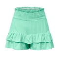 thumbnail image 5 of biudgviw Flowy Shorts for Women Smocked High Waisted Golf Tennis Shorts Ruffle Layered Boho Summer Beach Vacation Shorts, 5 of 6