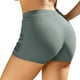 thumbnail image 3 of Prolriy - Bañador corto para mujer, talla grande, cintura alta, tipo slip de playa, fruncido, corte alto, cobertura completa, para yoga, deportivo, color gris, talla XL, 3 of 6