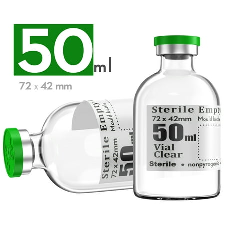 

Sterile Empty Vials with Self Healing Injection Port with Flip Off Aluminum Cap Sterile Package (50ml 6)
