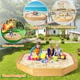 thumbnail image 2 of Haverchair 85''x80''x9'' Octagon Kids Sandbox with Cover, Wooden Outdoor Playhouse, Wood Large Sandpit with 4 Benches - 8 Seats & Bottom Liner for Kids Outdoor Patio Backyard Play, Quick Easy Install, 2 of 8