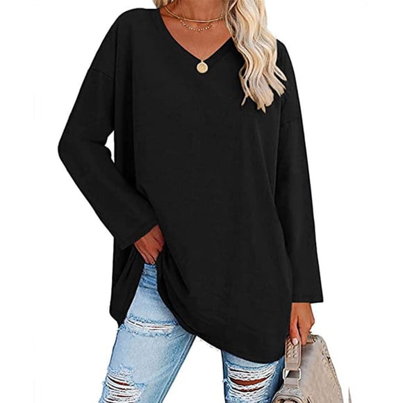 Top casual de manga larga Nikou para mujer