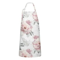 Pioneer Flower Floral Print Pattern Apron-Garden Aprons for Women with Pockets-Cotton Linen Waterproof Kitchen Cooking Gardening Aprons Adjustable for Kitchen,Cooking,BBQ and Salon 33x27 Inch