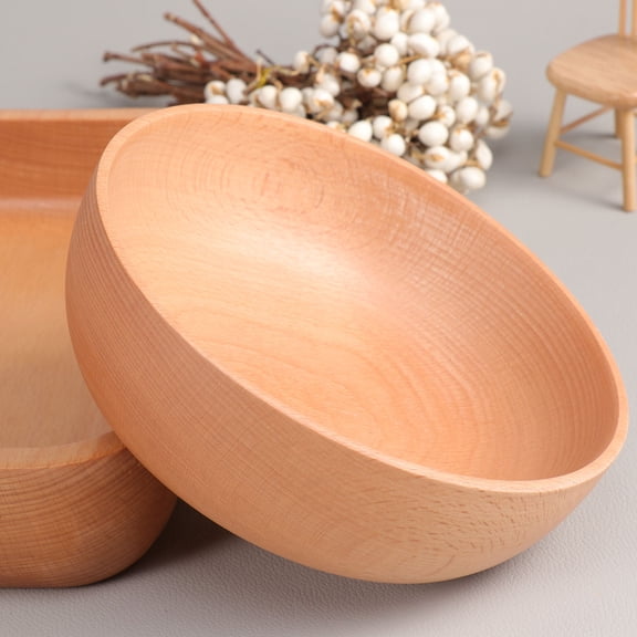 HEMOTON Serving Dishes Serving Bowls Beech Soup Bowl 15X4.5X4.5cm