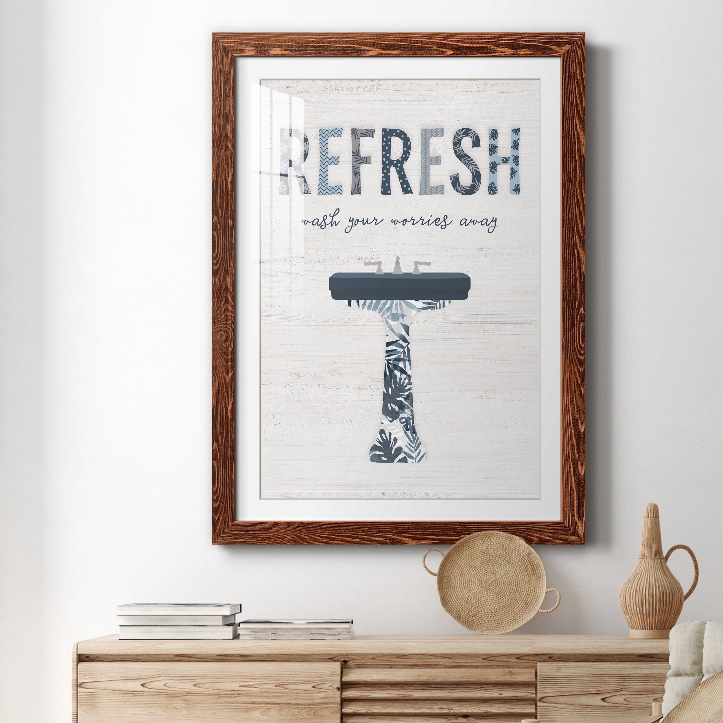 Palm Bath II - Premium Framed Print - Distressed Barnwood Frame - Ready to Hang