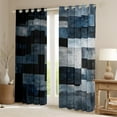 thumbnail image 2 of Manfei Peatchwork Geometric Plaid Curtains and Drapes (42x63),Graffiti Marble Blackout Curtains for Bedroom,Deep Blue Black Curtains Pack of 2 (42x63),Super Cozy Room Decorative, 2 of 6