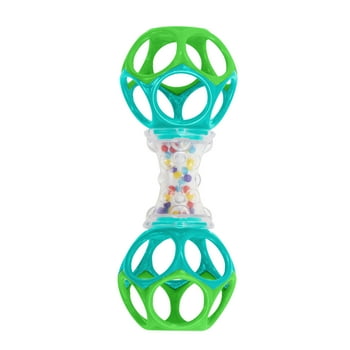 Bright Starts Oball Shaker Easy Grasp Baby Rattle, Blue and Green
