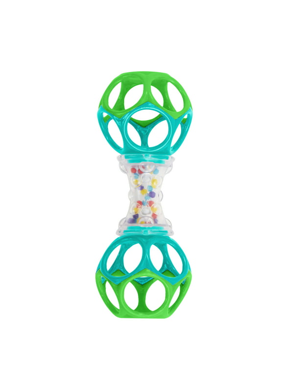 Bright Starts Oball Shaker Beats Easy Grasp Infant Baby Rattle, Blue and Green