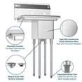 thumbnail image 5 of Koolmore 10x14x10 Left NSF Stainless Steel Kitchen Prep/Utility Sink in Silver, 5 of 5