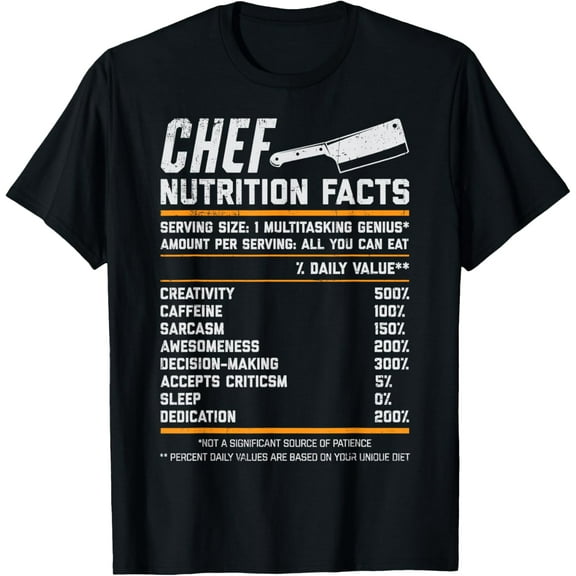 Chef Nutrition Facts Funny Cook Men Women Vintage Cooking T-Shirt