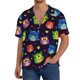 thumbnail image 1 of Balery Owls And Hearts Camisa Casual de Manga Corta con Botones para Hombre, Texturizada, Estilo Cubano, para Playa, Verano-Large, 1 of 5