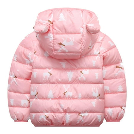 

Dadaria Toddler Winter Coat 12Months-7 Years Kids Little Boys Girls Toddler Baby Winter Christmas Cartoon Windproof Coats Deer Hooded Warm Outwear Jacket Pink 4-5 Years Toddler