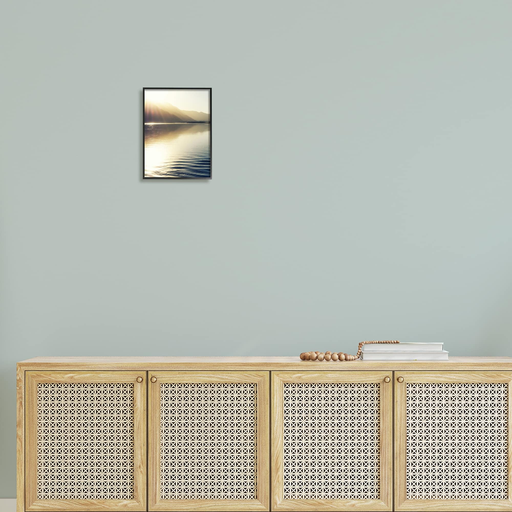 Stupell Industries Quiet Mountain Lake Water Ripples Sunrise Rays Photograph Black Framed Art Print Wall Art, Design by Savanah Plank