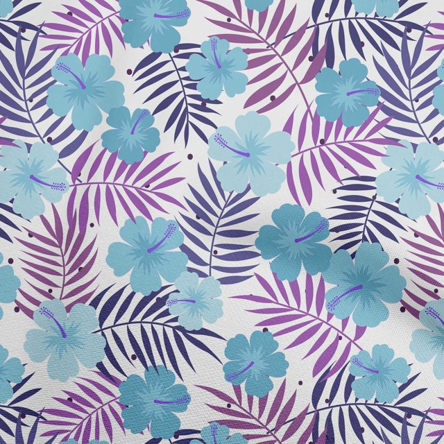 oneOone Cotton Poplin Light Blue Fabric Tropical Leaf Sewing Craft Projects Fabric Prints By Yard 42 Inch Wide