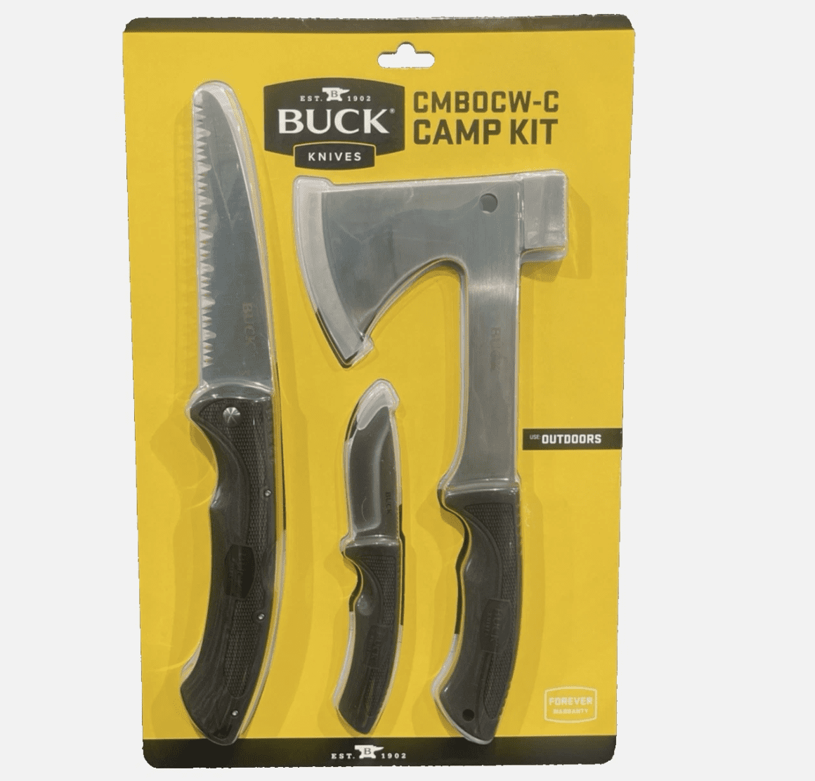 BUCK Knives Camp Kit Folding Saw, Fixed Blade Knife with Sheath, Axe with Sheath