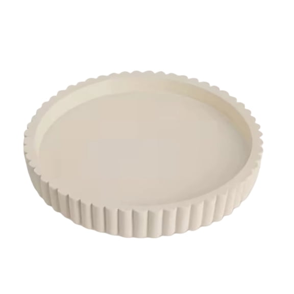 Round Decorative Tray for Coffee,Dining Table,Countertop,3D Printed Scalloped Edge Serving Tray for Farmhouse,Kitchen,Home,Living Room Decor