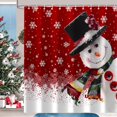 thumbnail image 2 of Christmas Shower Curtain for Bathroom Set, Snowman Snowflake Xmas New Year Winter Snow Red Holiday Cloth Fabric Shower Curtains Decor Polyester Waterproof Set with 12 Hooks, 72x72 inches, 2 of 6