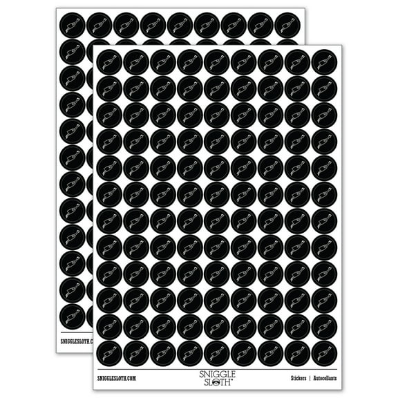 Silly Rubber Chicken 200  Round Stickers - Black - Gloss Finish - 0.50" Size