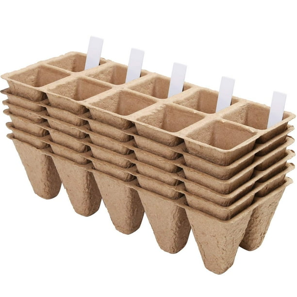 100PC 10 Cells Biodegradable Paper Pulp Peat Paper Pot Tray Plant