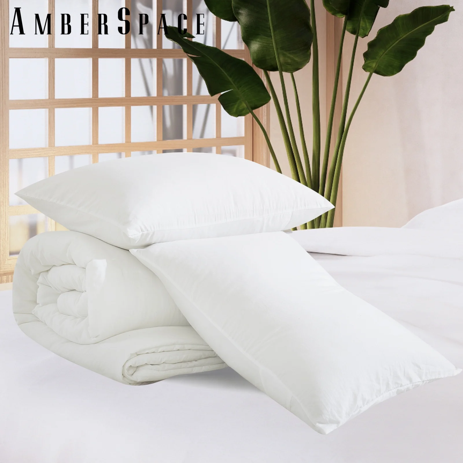 Amberspace Prewashed fabric 3-piece Bed in a Bag Comforter Set with Sheets,Arctic White,King