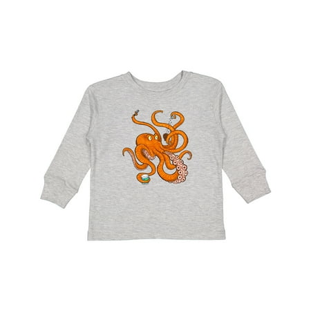 

Inktastic Giant Orange Octopus Eating Ice Cream Gift Toddler Boy or Toddler Girl Long Sleeve T-Shirt