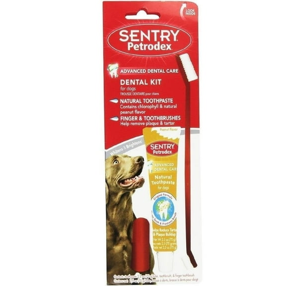 Sentry Petrodex Dental Care Kit Enzymatic Toothpaste Dogs Peanut Flavor 2.5 oz